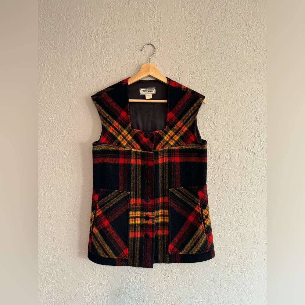 Vintage wool tartan plaid thick wool vest